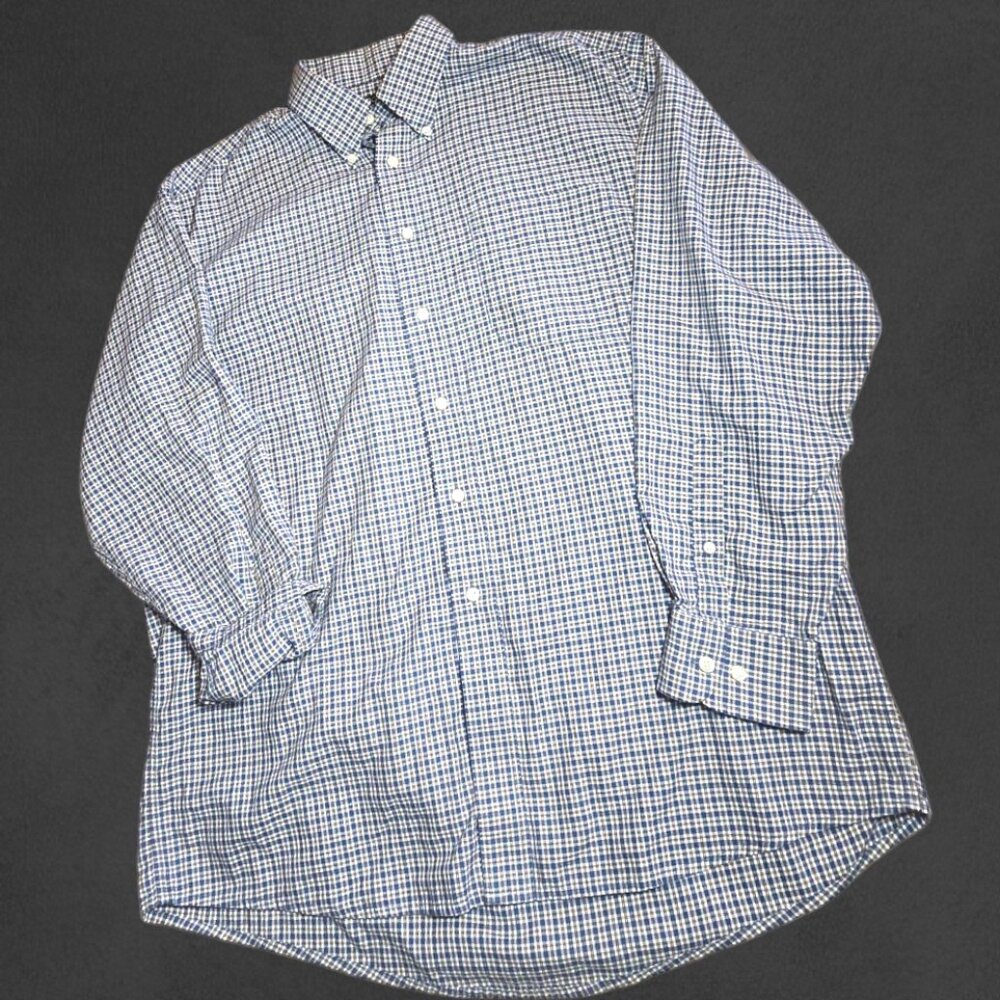 Men's JOS A BANK Plaid Casual Button Down Sz Large